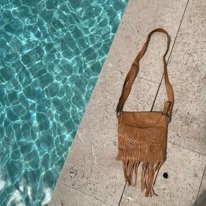 FREE PEOPLE 100% Leather Fringe Bag Festival Coachella Stagecoach